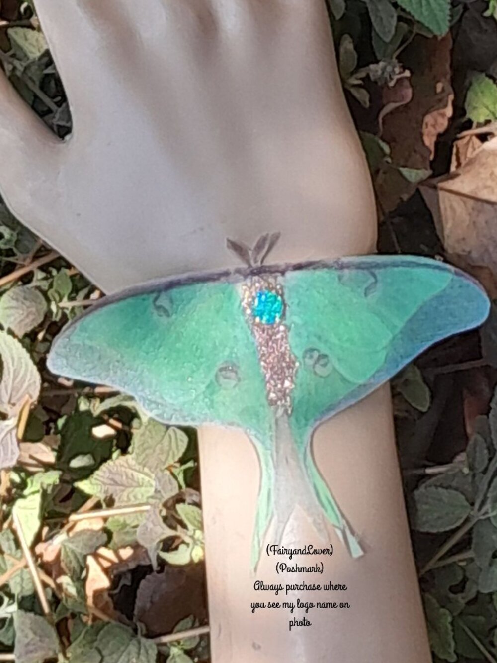 Fairy Realistic luna moth butterfly wing silk organza bracelet,bridal fairy gift